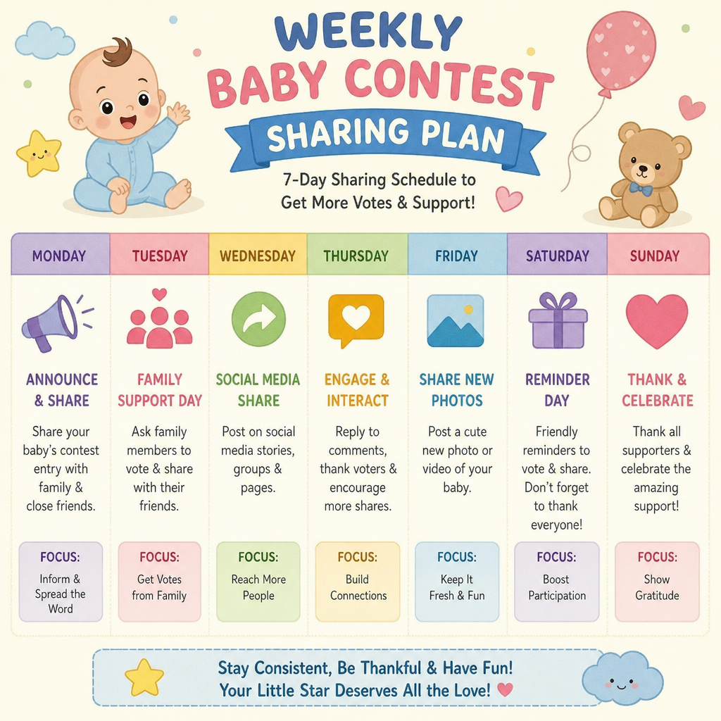 Weekly Baby Contest Sharing Plan Calendar